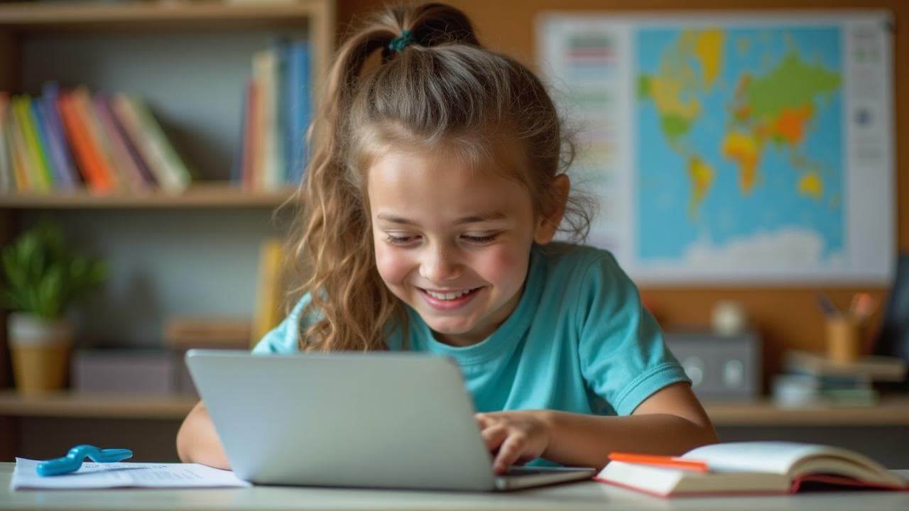 Aluno acessando portal personalizado do Tutorlya com materiais didáticos, histórico de aulas e acompanhamento de progresso